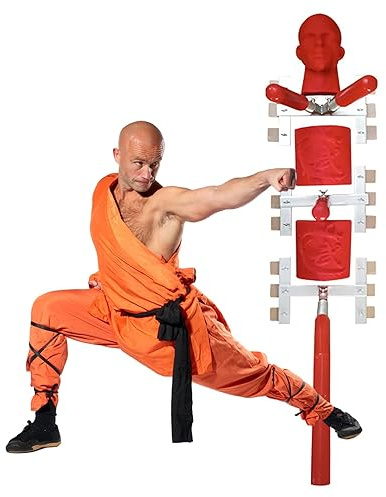 Wing Chun Attrappe Wing Chun Trainingspuppe, Tragbare Kampfkunstdummies mit Silikonpolstern, Wandmontierte Kung Fu Trainerausrüstung, Verstellbarer Frühlingsmann -Stapel