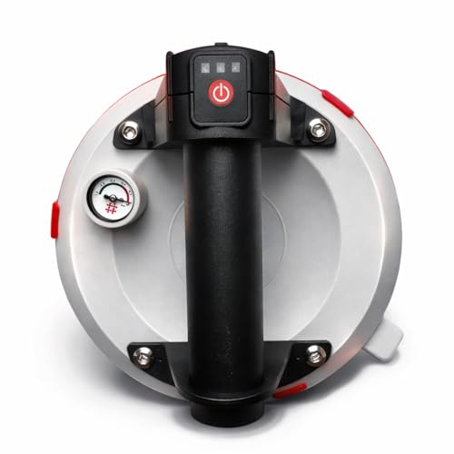 Ventouse Électrique avec Manomètre 2.0 – Ø 20 cm – 140 kg – Aspiration Automatique – Pour Carrelage, Vitre, Marbre, Grès Cérame – Avec Mallette de Transport – Testée par Artisan Carreleur