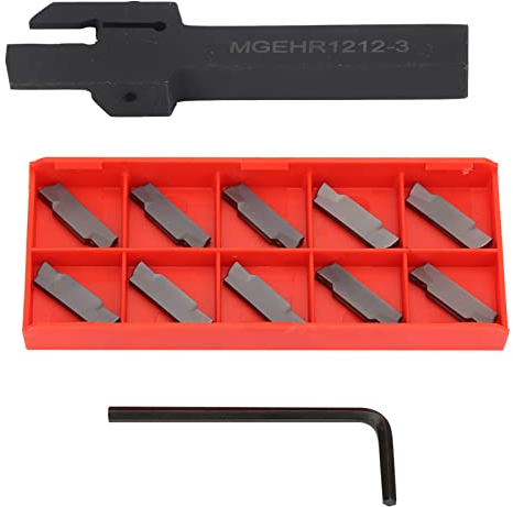 Lathe Parting Tool, Metal Lathe Cut Off Tool Parting Tool Holder with 10PCS Carbide Turning Inserts, MGEHR1212-3 Lathe Grooving Tool with MGMN300 Insert