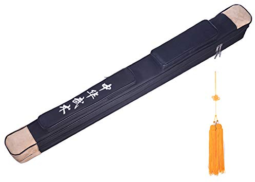 KOINEN Schwerttasche, Tai Chi Tragetasche, Jiansui Quaste Turn Plüsch Doppelschicht Oxford Tuch Multifunktion,Rot (Color : Black)