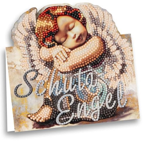 Ideen mit Herz | Diamond-Painting Aufstellkarte | Geburtstag | Genesung | Dekoration | 370 g/m² | 16,3 cm x 16 cm | inkl. Umschlag & Werkzeug (Schutzengel)