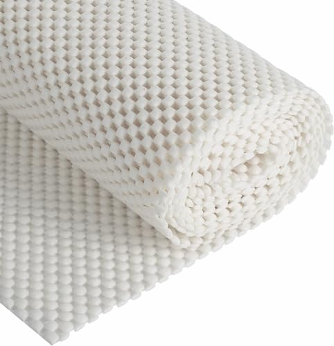 KAHEIGN Multipurpose Non Slip Pad, 50CM x 200CM PVC Anti Slip Rug Pad Underlay Carpet Grip Drawer Shelf Liner Waterproof Floor Cushion Mat for Home Office Cars Kitchen Bathroom (Cream White)
