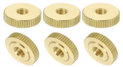 QUARKZMAN Dadi a Farfalla Scanalati 6pz M5 x D16mm x H4mm Foro Passante Testa Piatta Ottone con Collare Testa Piatta Foro Passante Elementi Fissaggio Pomelli Rotondi per Parti Stampanti 3D