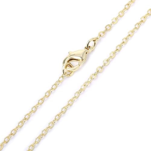 KHYYQUA Chaîne maille forçat dorée pour femme,Collier de Femmes,Chaîne d’ancre Materia de doré,Largeur 1,5 mm - Longueur 45 cm + 5 cm