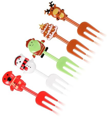 Pack of 10 Food Picks Children Reusable Fruit Forks Children Christmas Elements Fruit Skewers Children Plastic Forks Bento Box Accessories