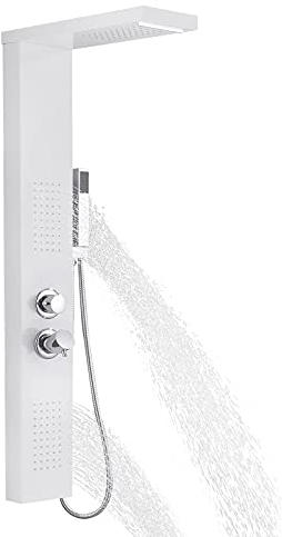 TANYEAR Duschpaneel Regendusche Duschsystem Massagedusche aus Edelstahl, Duscharmatur Badedusche mit Handbrause Duschset Wasserfalldusche für Dusche, Badezimmer, Weiß