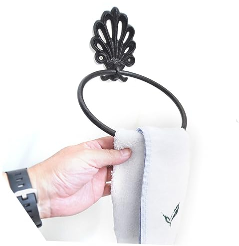 SEWOART 2pcs Wrought Iron Towel Hanging Ring Retro Bathroom Tissue Holder Wall Hook Towel Rack for Home Bathroom