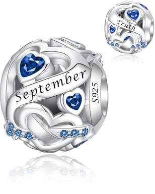 Alstiva Geburtsstein Charm 925 Sterling Silber 5A Zirkonia Anhänger für Europäische Armbänder und Halsketten - Schmuck Geschenk für Damen