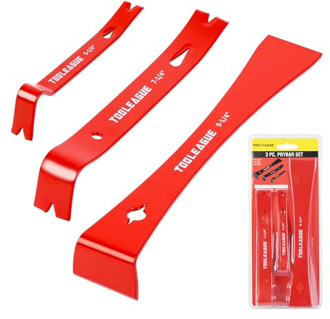 TOOLEAGUE 3Pcs Mini Flat Pry Bar Set,5-1/4,7-1/4Small CrowBar,9-1/4 Beekeeper Scraper with Nail Puller,Woodworking Tools,Bee Hive Tool