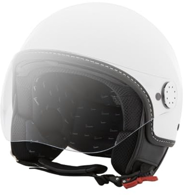 Jethelm Piaggio original Visor 4.0 Demi Jet für Vespa Fahrer mit ECE 22.06 Zulassung (weiß glänzend, L1)