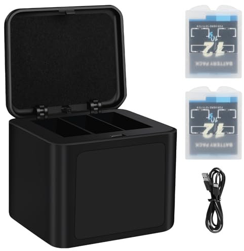 ASUNCELL 2000mAh Hero 12 Rechargeable Battery, 2 Lithium-ion Batteries with Three Charger Slots for GoPro Hero 12 11 10 9 Black