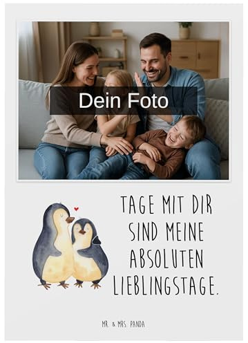 Mr. & Mrs. Panda Fotokarte Pinguin umarmen - Geschenk, Hochzeitstag, Hochzeit, Fotopostkarte, Postkarte mit Foto, Liebe, Hochzeitsgeschenk, Grußkarte