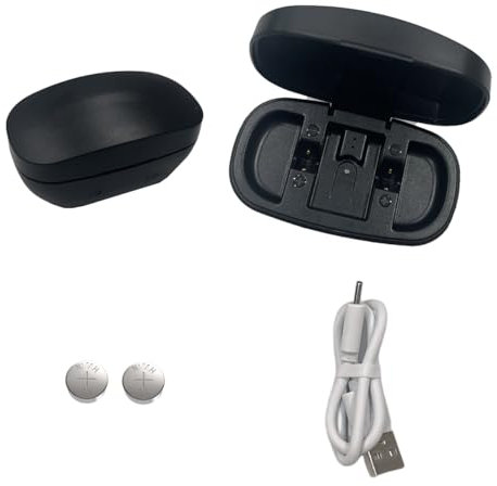 Batterie ricaricabili per apparecchi acustici misura 13 e custodia per caricabatterie, scatola di ricarica per apparecchi acustici con 2 confezioni di batterie ricaricabili per apparecchi acustici,