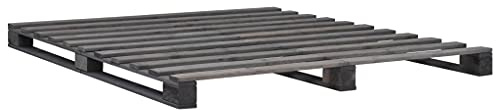 HEFZGDB Palettenbett Grau Massivholz Kiefer 180×200 cm Einzelbett Bettgestell Doppelbett Bettrahmen für Herberge Schlafzimmer Wohnbereich Gästezimmer