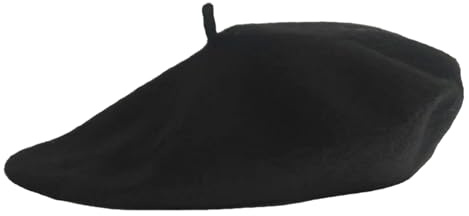 SSKHE Béret en Laine pour Adulte - pour Homme et Femme - Style français - Uni - Couleur Classique - Unisexe - Doux et Chaud - pour l'extérieur - Vintage - Chapeau Unisexe - Noir, Noir, 7.25-7.5