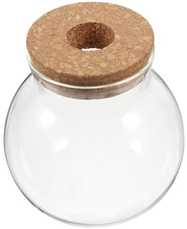 TOYANDONA Hydroponische Glasflasche Transparentes Rundes Glasterrarium Mit Korkdeckel Für Farn Moos Sukkulenten Und Luftpflanzen Dekoration Für Zuhause Oder Büro
