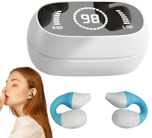 Clip-On Earphones, Open Ear Headphones, Clip On Running Headphones - Durable Secure Fit, Real Wireless Earphones with Charging Case, Sweatproof, Waterproof Headset, Comfortable, Lightweight for the P