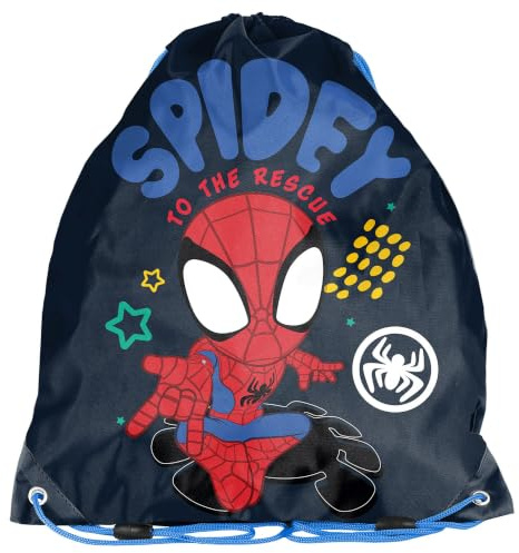 PASO Kinder Turnbeutel/Sportbeutel 36x32 cm - Spidey - blau/bunt