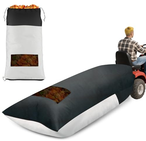 Patelai Rasentraktor, Laubbeutel, Grasfangtasche zum Reiten von Rasenmäher, 200 x 132 cm, große Kapazität, Grasfänger für Laubsammlung, robuste Materialsammelsysteme (Schwarz, Weiß), 2 Stück
