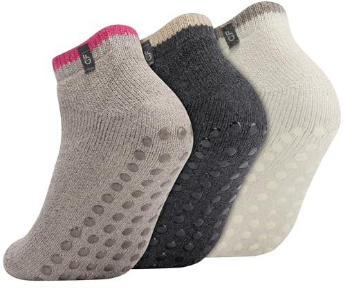 Chaussettes Antidérapantes 3 Paires, Élégant Tricot Chunky Chaussettes en laine Femme, Chaussette en Laine Chunky, Coton Respirant Hommes Femme Socquettes, Sans Sexe， EU36-41
