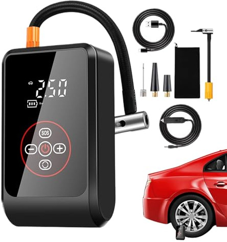 Compressore pneumatico | Compressore pneumatico alimentato a batteria – Spegnimento automatico Pompa Ricaricabile Con Display LED Auto Per Campeggio Camion Bicicletta Moto