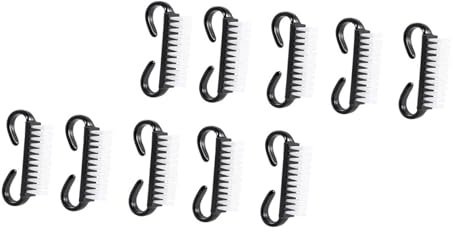 HAMPPLIES Brosse pour Ongles Manucure 10 Pcs en Plastique Noir, Portable et Résistant, pour Salons de Nail Art et Nettoyage Précis des Ongles