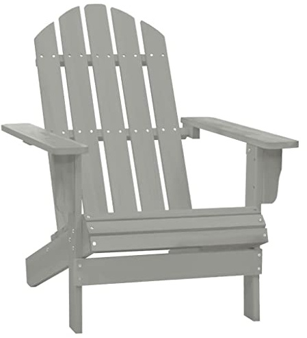 Mandloder Gartenstuhl Holz Grau, Massiver Adirondack Relaxsessel für Outdoor, Stilvoller Hartholz Gartenstuhl, Witterungsbeständiger Loungesessel, 70x153x88cm Terrassenmöbel