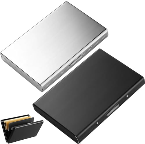 JazRvr 2 Stück Kartenetui Kreditkarten RFID Blocking Kartenetui aus Metall, RFID & NFC Schutz, Kartenetui Metall Visitenkarten Etui, Kreditkartenetui für Damen und Herren, mit 6 Fächern