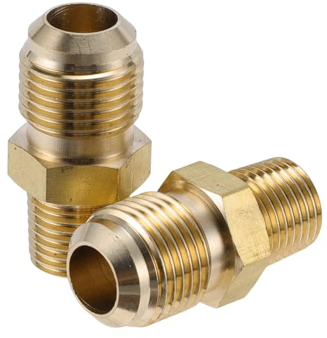Hihaha 2 Stück Messingrohrfittings Für Klimaanlagen 3/8SAE x 1/4NPT Überwurfmutter Adapter Messingrohr Verlängerungsverbinder