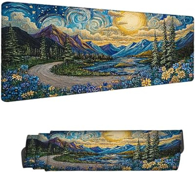 Alfombrilla de Ratón para Juegos, Cielo Estrellado Alfombrilla Ratón XXL 1500 x 800 MM,Paisaje Protector Escritorio Desk Mat, Mouse Pad con Base de Goma Antideslizante, para Oficina Gaming H-8268