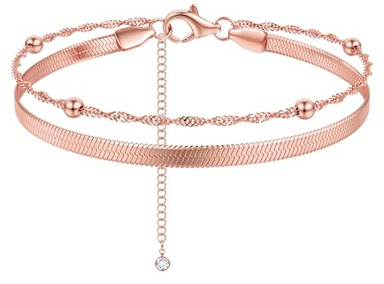 ORAZIO 1 Stück Armband Damen Silber 925 Armband Rosegold Damen Armreif Geschichtet Armbänder Schmuck Geschenke Für Frauen