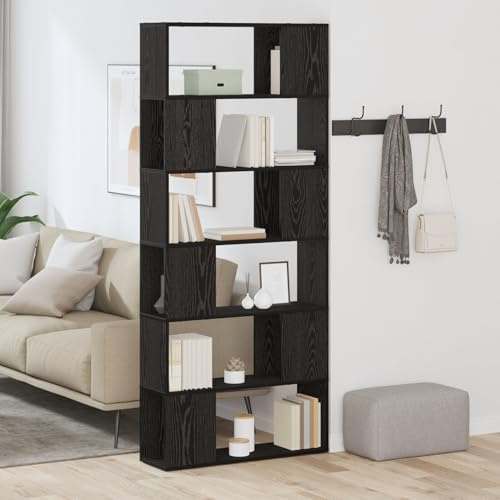 SKTQYQO Scaffale Espositivo Grande in Rovere Nero con 12 Ripiani per Piante e Decorazioni | Legno Ingegnerizzato Durevole per Soggiorno e Ufficio | Soluzione