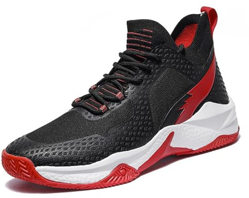 Solastride Scarpe da Basket Alte da Uomo Taglie Forti, Antiscivolo, ammortizzanti, Resistenti all'Usura, for l'allenamento Sportivo all'aperto(Black,45 EU)