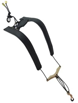Saxophon Schultergurt aus Leder und Nylon, Verstellbar, Schwarz | Doppel Schulterausführung, Sichere Fixierung und Lastverteilung, Bequemer Halt, für Saxophon Zufälliger Stil