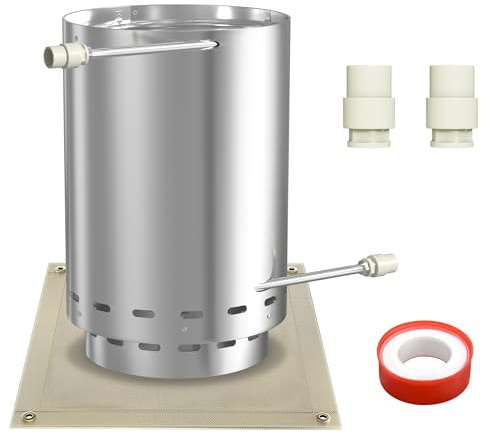 FIVMEN Calefacción para piscina con fuego, calentador de piscina de acero inoxidable, con espiral de calefacción y conexiones de 32/38 mm, para leña, piscina, calefacción, para fuego, cubo