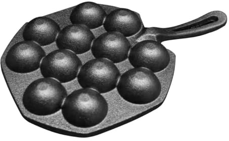 HEALEEP Sartén de Hierro Fundido 12 Agujeros para Cocinar Takoyaki y Albóndigas, Bandeja Antiadherente sin Recubrimiento, Molde Multiusos para Cocina Casera y Hornear, Color Negro,