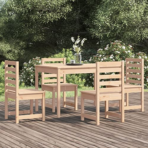 FWIKDUN Essgruppe für Terrasse Garten und Balkon - Klassische Gartengarnitur aus Holz für Außenbereich - Rustikale Gartenmöbel Essgruppe mit Latten-Design aus massivem Kiefernholz