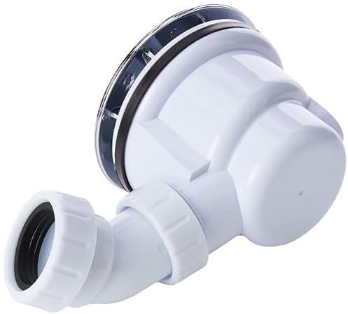 Trueshopping Sifone per rifiuti WAS90 VeeBath Essentials, 90 mm, a flusso rapido, facile da pulire, cromato