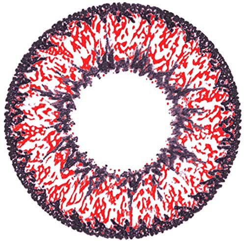 Matlens - Pro Trend Farbige Kontaktlinsen ohne Stärke rot red Super Nudy Big Eyes 15.00mm PCW-238 2 Linsen 1 Kontaktlinsenbehälter 1 Pflegemittel 50ml