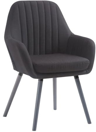 CLP Silla De Visita Florian Tapizada En Tela I Silla Butaca De Salón Nórdica I Silla Comedor Acolchada & con 53cm De Altura De Asiento I Color:, Color:Negro, Color del Marco:Gris