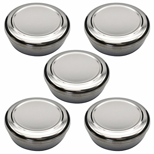 GARASANI Juego de cuencos de arroz tradicionales coreanos de acero inoxidable con tapa (5 unidades, plateados)