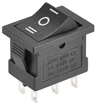 sourcing map Mini 6-Polig Boot Wippschalter Kippschalter EIN/AUS/EIN AC 250V/6A 125V/10A Schwarz