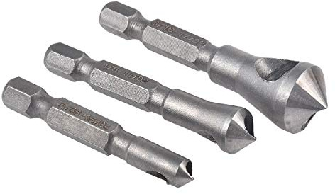 KATUR Countersink and Deburring tool set, 3Pcs 90 Degree Center Punch Tool Sets for Countersink Chamfer Metal Wood Drill Bits with 1/4 Inch Hex Shank