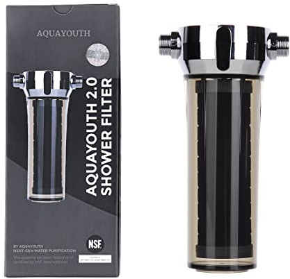 AquaYouth Filtro de agua de ducha 2.0, mejora la piel seca, el cabello seco, el asma y más | Elimina el cloro, los metales pesados y más | Certificado según NSF/ANSI 177 y 372