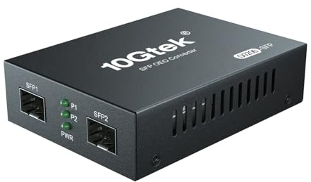 10Gtek 1.25G/2.5Gbps Two Ports SFP Mode Converter, SFP Repeater (Without Transceiver), European Power Adapter