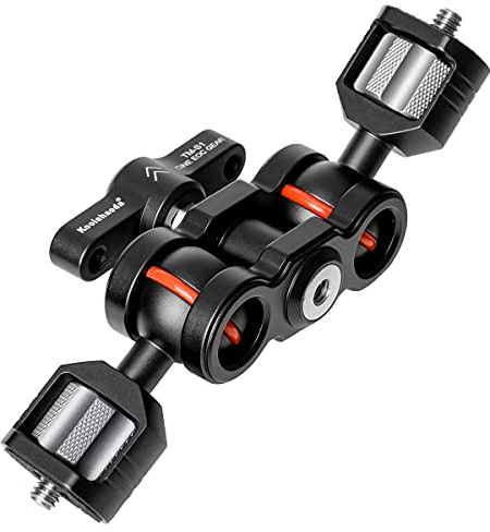 Koolehaoda Articulating Arm Magic Arm mit doppeltem Kugelkopf von 360° einstellbarem Drehung und mit 1/4 Schraube Mount Adapter Halterung für Feldmonitor, Led-Leuchten, Sucher