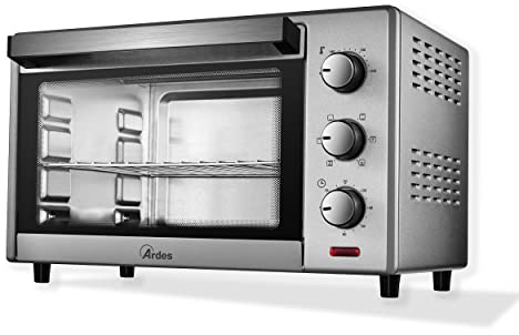 ARDES - AR6225S Four électrique ventilé Capacité de 25 litres avec lumière interne 6 fonctions Cuisson Minuterie Double vitrage avec accessoires Magnus, Argent