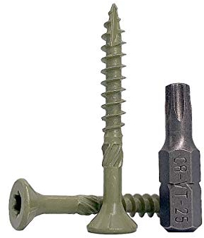 (Pack of 200 pcs) Green Anti-corrosion Finish 4.5 x 40 mm Timber Decking Screws, Wood Screws, Torx Head, Type 17, Countersunk Head, Exterior Screw (200, 4.5 x 40 mm)