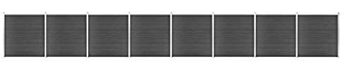 vidaXL Zaunelement Set mit Pfosten Sichtschutz Windschutz Zaun Gartenzaun Lamellenzaun Sichtschutzzaun Windschutzzaun WPC 1391x186cm Schwarz