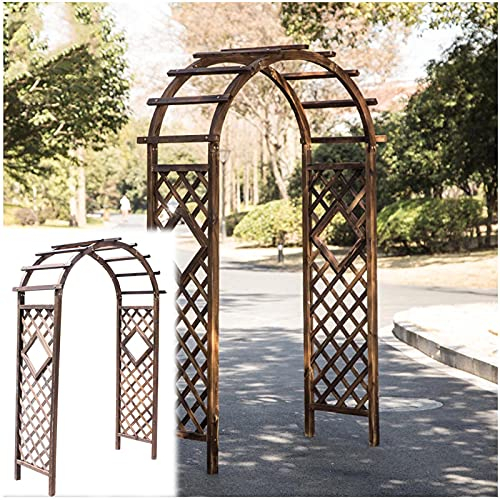HLILY Holzeingang Torbogen Holz Kletterpflanzen Rosenbogen, Heavy Duty Rankhilfe Spalier Gartenbogen für Wege/Pergola/im Freien, DIY Rund Rankgitter Torbogen, 120 x 50 x 215 cm